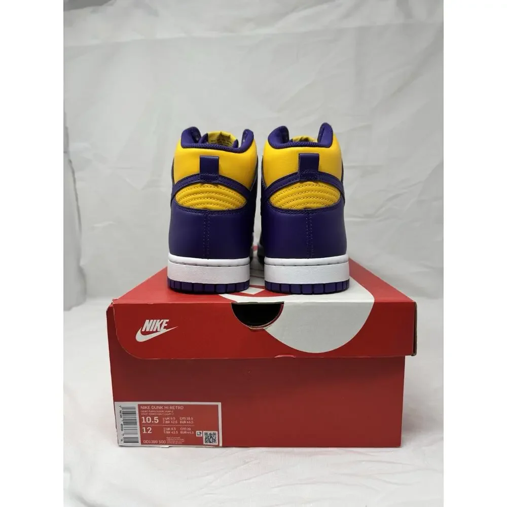 Nike Dunk High Retro Size 10.5 Court Purple Yellow DD1399 500 Lakers